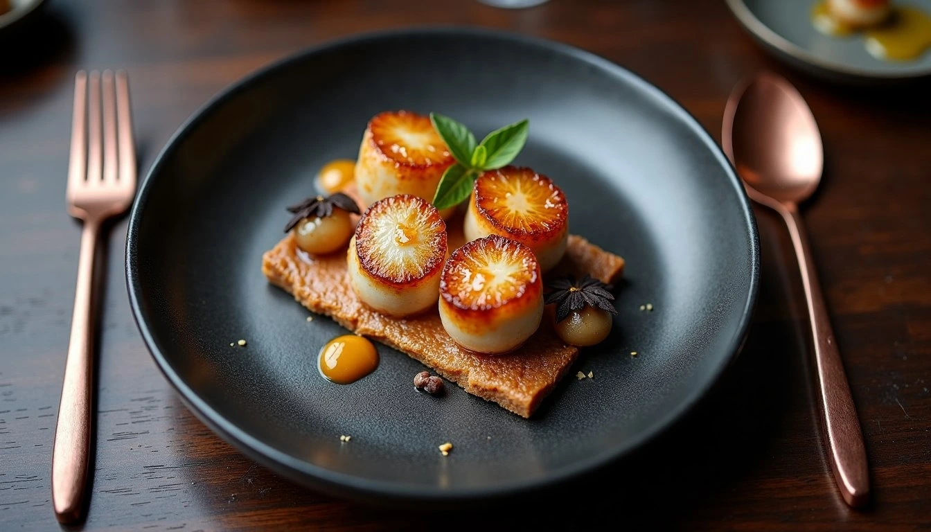 Assiette principale du menu dégustation de Patisserielle Bordeaux dressée avec précision